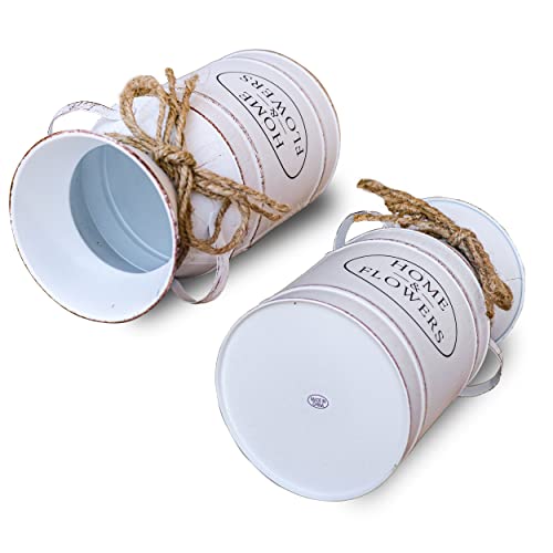 Misixile Rustic Farmhouse Vase Galvanized Milk Can, Metal Decorative Shabby Chic Jug Bucket Vase Decor thumb #3