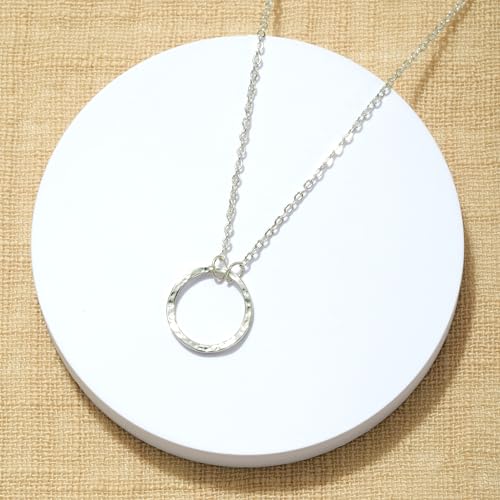 Image of Fettero Pendant Necklace Gold Choker Layered Coin Open Karma Circle Full New Crescent Moon 14K Gold Plated Simple Dainty Necklaces for Women Jewelry Gift