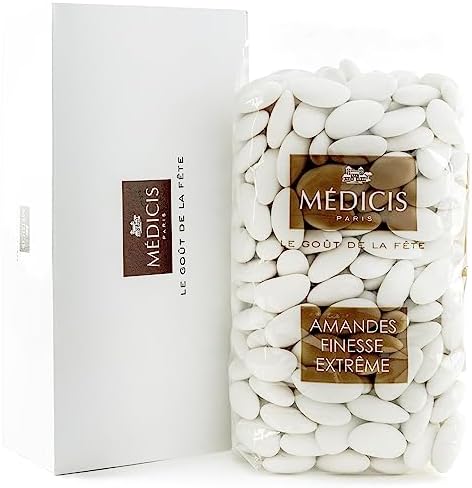 Medicis White Jordan Almonds Bulk Bag, French Candied Almonds Dragees