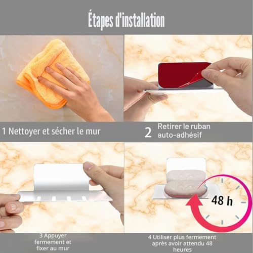 Porte-savon douche inox sans perçage 3-en-1 HONZUEN