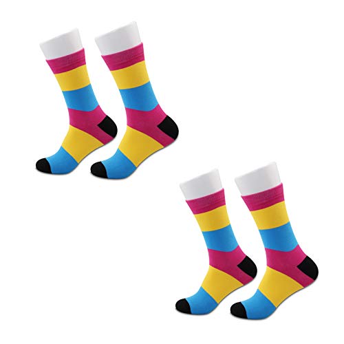 JXGZSO 2 Pairs Pansexual Pride Flag Socks Pansexual Gift Pansexuality LGBTQ Pansexual Socks