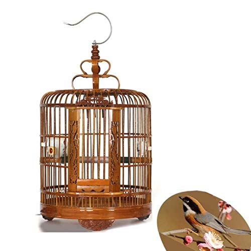KYTGFH Bamboo Carved Bird Cage Chinese Style Hanging Decor