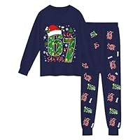 Kids 67 Meme Lounge Sets 2 Piece Funny 6 7 Christmas Shirts and Pants Set Novelty 6 7 Meme Outfits for Girls Boys