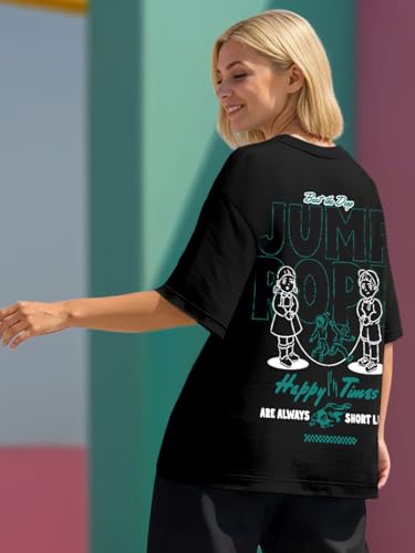 Image of Bewakoof X Squid Game Women's Cotton Jersey Graphic Print Oversized Fit Half Sleeve Round Neck T-Shirt | Casual wear | Streetwear | Oversized Tshirt for Woman Cotton| Baggy