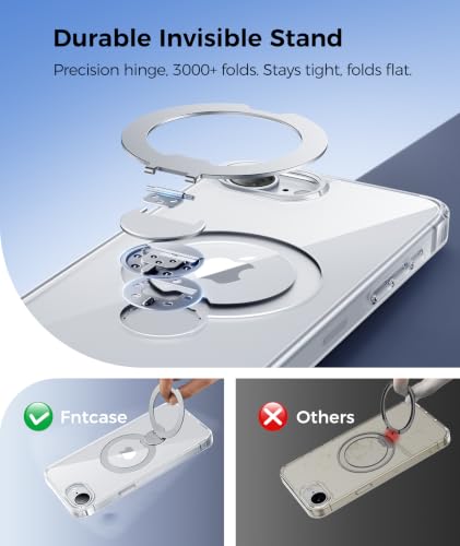 Image of FNTCASE for iPhone 17e Case: iPhone 16e Phone Case [360 Spin Magnetic Stand] Compatible with Magsafe Screen Protector Clear Magnetic Phone Cases Anti Yellowing Shockproof Protective Phone Cover Clear