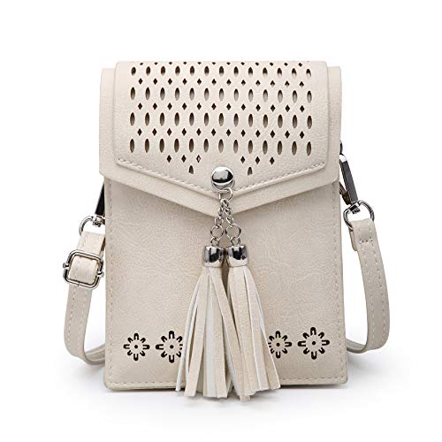 Preisvergleich Produktbild SeOSTO Frauen Mini Umhängetasche, Quaste Umhängetasche Handy Geldbörse Wallet Mit Kartenschlitz (Weiß)