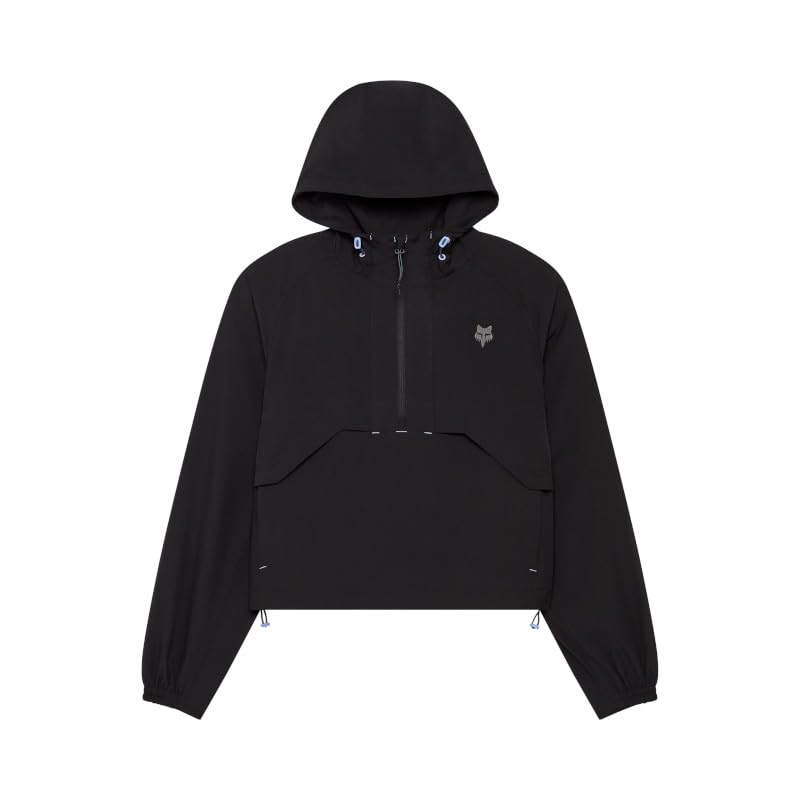 Fox Racing Damska kurtka survivalist Windbreaker | 4-Way-Stretch kurtka MTB z zamkiem do połowy i szokordem – czarna/czarna, L