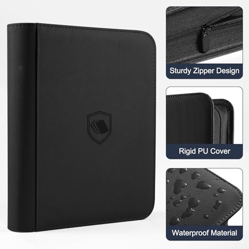 Image of Top Loader Binder 9 Pocket, Holds 360 Toploaders, 100 Toploaders INCLUDED | Toploader Binder for 3 inch x 4 inch Rigid Toploaders, Trading Card Binder for TCG, MTG, Sport Cards, PU Leather Cover, Side Loading
