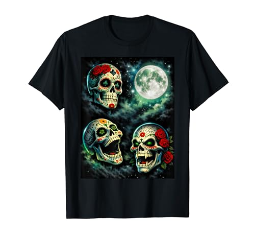 Three Dia De Los Muertos Howling At The Moon Funny Meme T�V���c