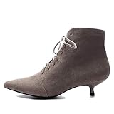  Stiefeletten für Damen Stylisch mit kurzen Stiefeln aus Wildleder mit Absatz Frühling Herbst Schnürpumps Party Pointed Toe High Heels
