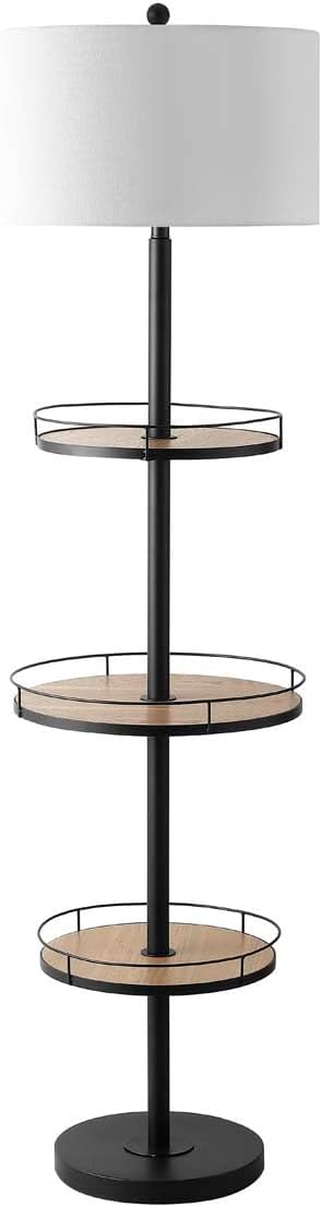 SAFAVIEH FLL4078A Lighting Bello 3-Shelf Matte Black 65-inch (LED Bulb Included) Floor Lamp