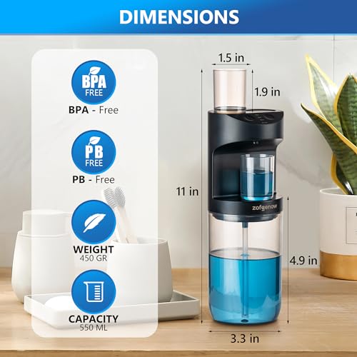 Image of ZOFGENOW Automatic Mouthwash Dispenser for Bathroom,Bathroom Accessories 19.4 Fl Oz Dispensers with Magnetic Cups,Wall Mounted Dispenser,Suitable for All Age Groups,Black