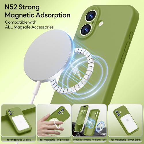 Image of LOVE 3000 Designed for iPhone 17 Case, Premium Silicone [Compatible with Magsafe][Soft Anti-Scratch Microfiber Lining] Shockproof Protective Phone Case for Men Women 6.3 inch, Cedar Green