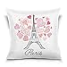XCNGG Torre Eiffel Parigi Cuori rosa Federa per cuscino Federa per cuscino quadrato con stampa su entrambi i lati con cerniera Decorazioni per la casa Morbido18 pollici