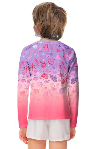 Image of AOBUTE Unisex Kids Rash Guard Long Sleeve SPF 50+ Sun Shirt UV Protection Swim Shirts 3-12 Years