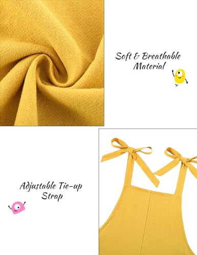 Image of Girls Romper Sleeveless Adjustable Tie-Up Strap Short Jumpsuits Summer Clothes with Pocket 5-12 years