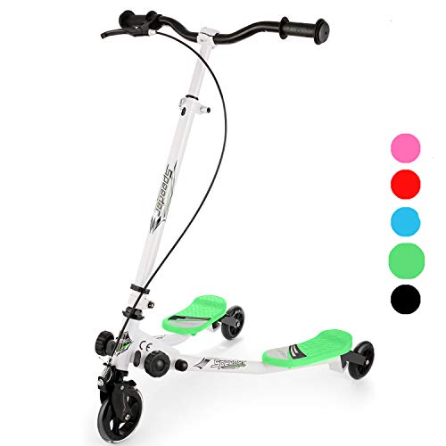 Hopekings Patinete Scooter de 3 Ruedas para niños Mayores de 5 años, Plegable, Asas Ajustables (Verde)