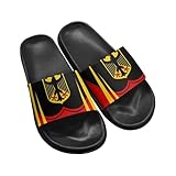 Tomeusey Waterproof EVA Slide Sandals for Women Men - German Flag Print Unisex Comfortable Beach Slides Shower Shoes with Cushioned Footbed