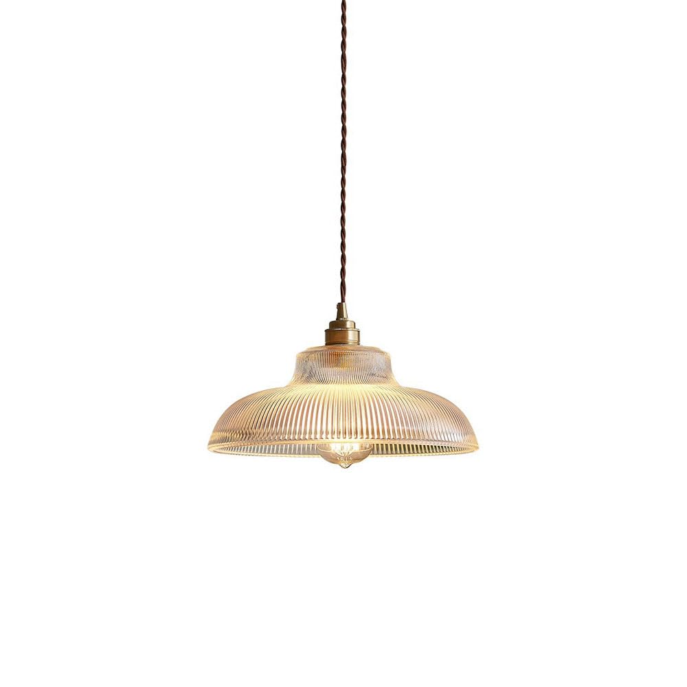 Lustre en verre texturé et laiton E27 | Suspension de luxe au design rétro