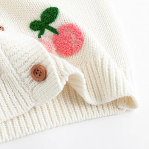 Image of Simplee kids Baby Sweater Toddler Girls Cardigan Sweater Embroidered Strawberry Knit Sweater
