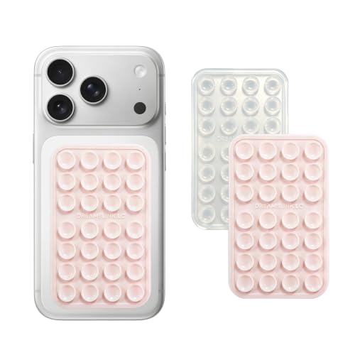 DreamsLink.LC Silicone Double-Sided Suction Phone Mount - Chalk Pink+Clear