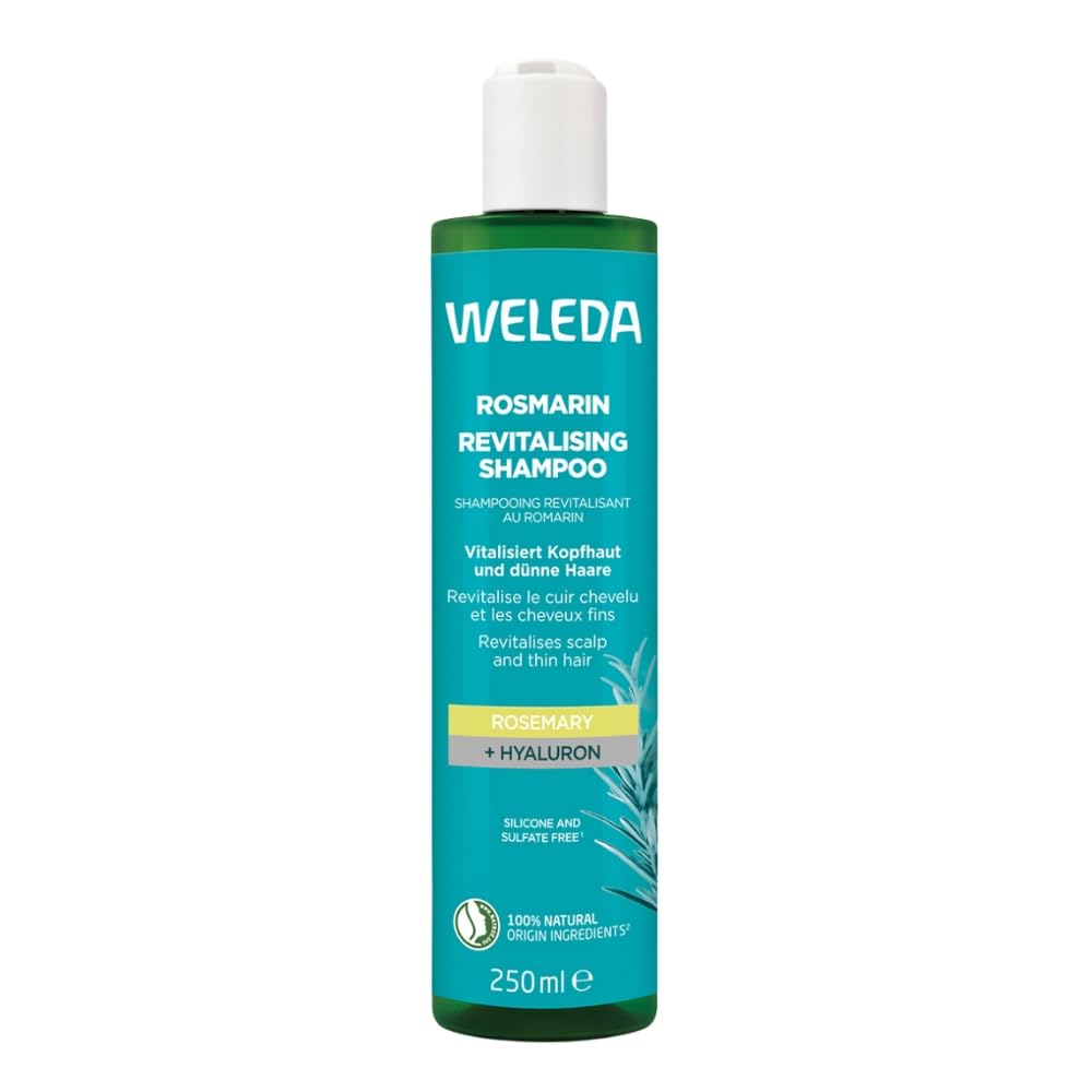 Weleda Rosemary Oil Revitalising Shampoo, with Hyaluronic Acid, Hair Growth, Thinning Hair, Hair Loss, Silicon & Sulfate Free, Healthy Scalp, Women & Men, Natural & Organic, 250ml