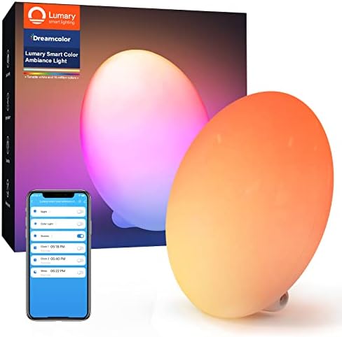 Lumary Smart Table Lamp, LED RGBAI 16 Million Color Dimmable Bedside Ambiance Lamp, Wi-Fi APP Alexa Control, Compatible with Alexa, Google Home, Night Lamp for Bedroom, Living Room, DIY Decoration