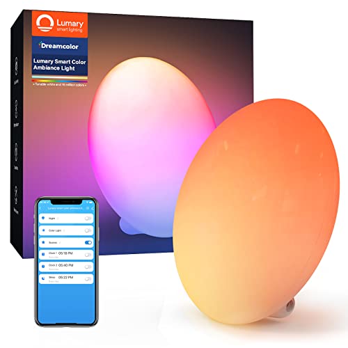 Lumary Smart Table Lamp, Led Rgbai 16 Million Color Dimmable Bedside Ambiance Lamp, Wi-Fi App Alexa Control, Compatible With Alexa, Google Home, Night Lamp For Bedroom, Living Room, Diy Decoration #TOP2