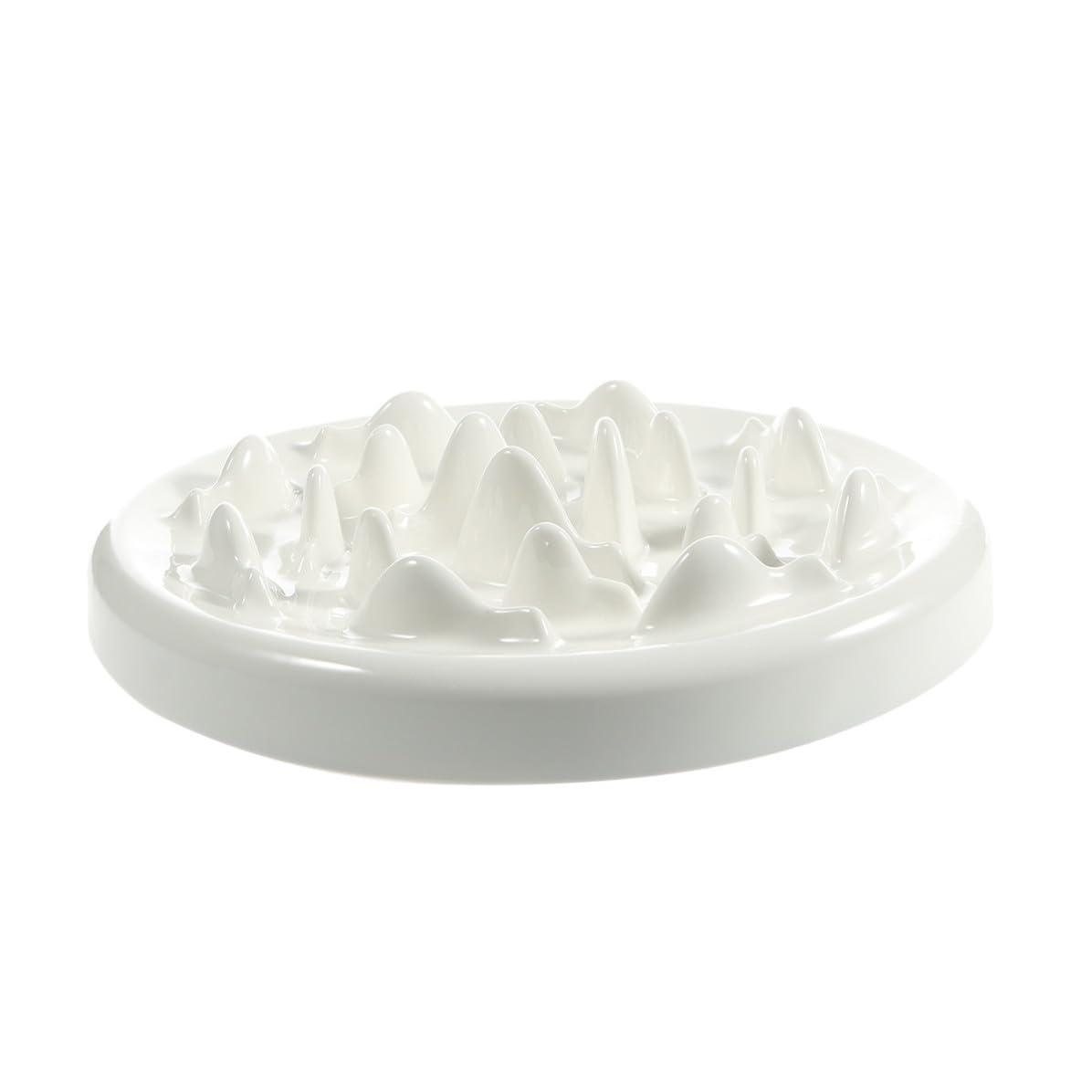 TOPBATHY Gamelle en Céramique Blanche pour Chat et Chien, Bol Anti-éclaboussures à Forme Labyrinthe pour Alimentation Lente et Saine en Intérieur