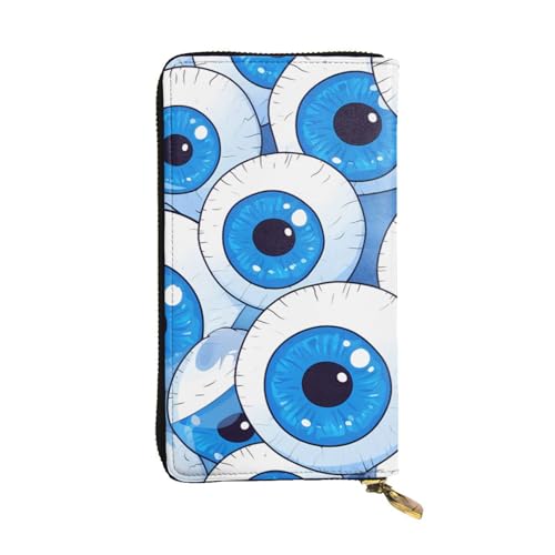 Rounded Eyeballs Prints Leather Long Clutch Wallet for Fashionable Girls and Women - Durable, Stylish, and Functional, Black, One Size