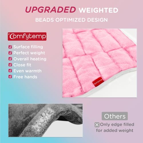 Image of Comfytemp Heating Pad for Neck and Shoulders and Back, 2.6lb Weighted Electric Heating Pads, Large Heated Wrap, 9 Heat Settings & 11 Timer, Valentines Birthday Gifts for Women Men Mom Dad, Pink