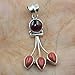 Natural Red Garnet & Coral 925 Sterling Silver Handmade Statment Pendant Necklace Jewelry Gift For Wife Mom