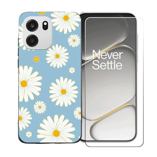 GYDQQKJ Funda para OnePlus Turbo 6V + Protector de Pantalla Protectora Vidrio Cristal Film Templado, Negro Suave TPU Silicona Cover Carcasa Caso Case para (6.78') - BST20