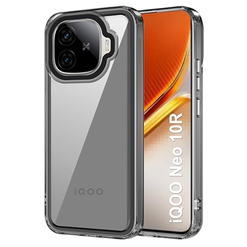 Image of amazon basics Back Case Cover for iQOO Neo 10R | Compatible for iQOO Neo 10R Back Cover | Case Cover with Camera Protection | (TPU + PC | Translucent Black)