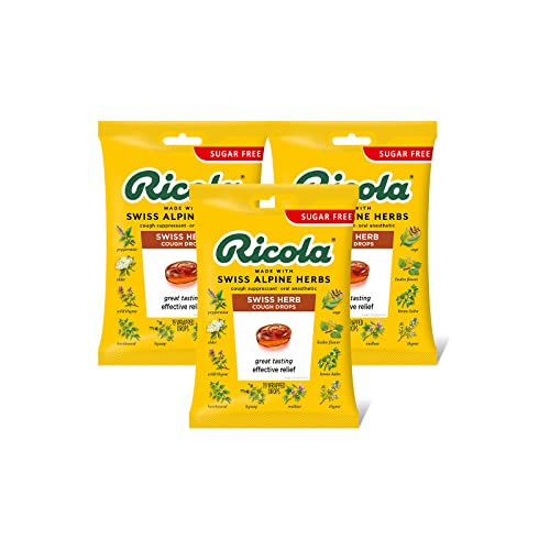 Ricola Sugar Free Swiss Herb Herbal Cough Suppressant Throat Drops, 19ct Bag (Pack of 3)