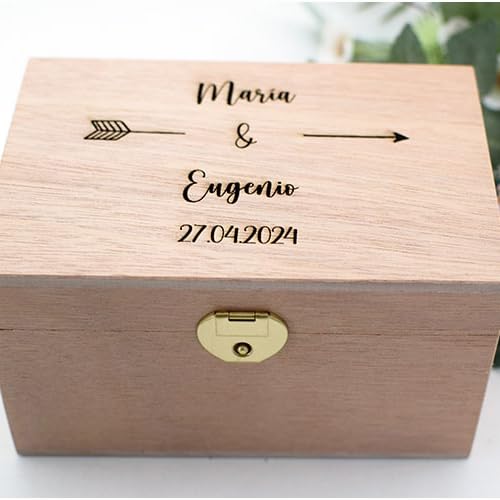 Caja porta alianzas boda de madera personalizado para novios