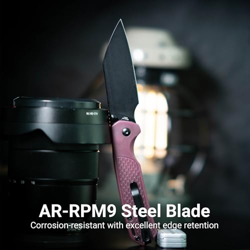 Image of CJRB Pyrite-Light Pocket Knife, Thermochromic FRN Handle, Button Lock