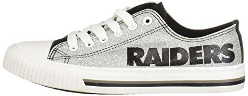 FOCO Las Vegas Raiders NFL Womens Glitter Low Top Canvas Shoes - 8