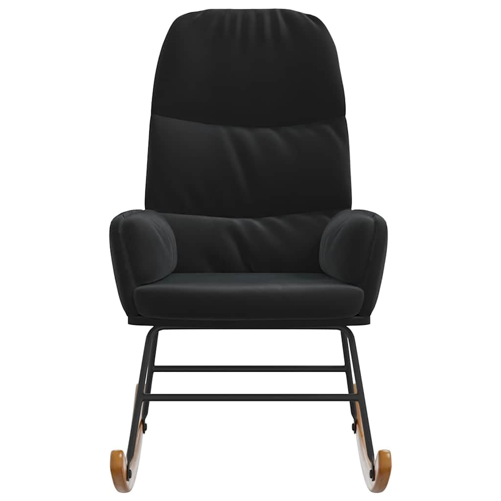 Schaukelstuhl Schwarz Samt - Moderner Relaxsessel mit Polsterung und Metallbeinen, Bequemer Schaukelsessel für Wohnzimmer, Schlafzimmer & Lese-Ecke, Belastbar bis 110kg