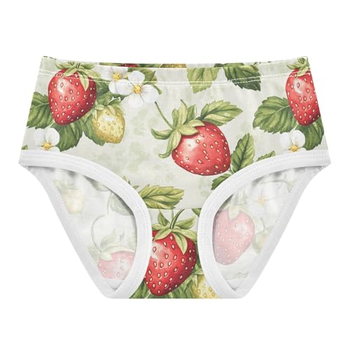 Wusikd Strawberries Girls' Underwear Cotton Watercolor Girls Briefs Soft Toddler Underwear 2T