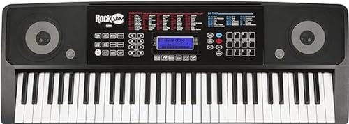 RockJam 61 Key Touch Display Keyboard Piano Kit with Digital Piano Bench, Electric Piano Stand, Headphones Piano Note Stickers, Sustain Pedal & Simply Piano Lessons