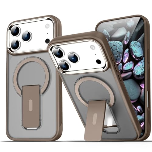 Coque iPhone 17 antichoc magnétique transparente avec béquille pour charge sans fil
