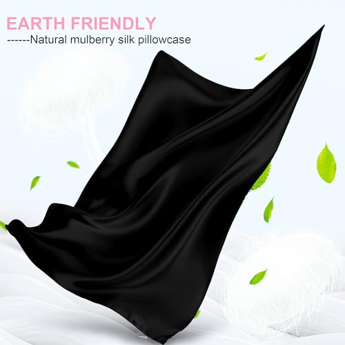 Mulberry Silk Pillow Cases 2 Pack Queen Size 20x30 Inches with Hidden Zipper, Ultra Smooth and Soft Breathable Cooling Silk Satin Pillowcase Set of 2, Better for Hair and Skin, Gifts for Women Men