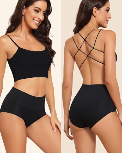 6 Pack Women's High Waist Seamless Underwear No Show Panties Full Coverage Briefs4