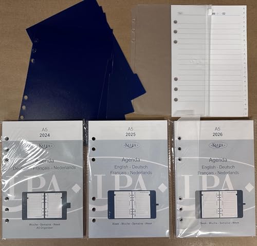 Kalpa 2024 2025 2026 A5 6 Ring Agenda Planer Einlagen Wöchentlich Komplettset Deutsch Französisch und zusätzliche Tabsheets - Image 3