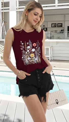 Image of Womens Tank Tops Summer Casual Sleeveless Top Loose Fit Basic Tunic Shirts