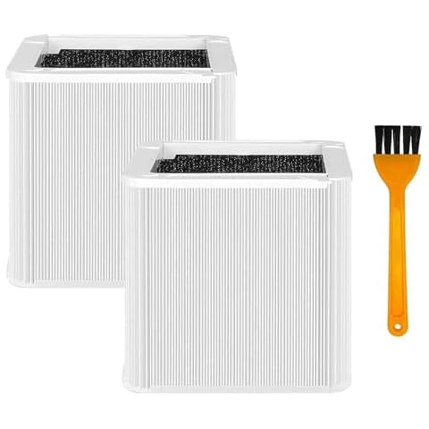 HIHEPA 211+Filter Replacement Compatible with Blueair Blue Pure 211+ Air Purifier,Foldable Particle&Activated Carbon Filter Replacement-2 Pack True Hepa Filter+1 Pack Cleaning Brush Cover
