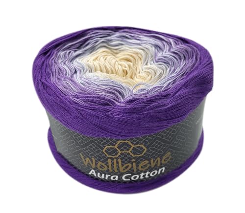 Wollbiene Farbverlaufsgarn 200g - 800m - 4 Fädig Bobbel Strickwolle Häkeln Bobbel Wolle Farbverlauf, 100% Baumwolle, Strickwolle...