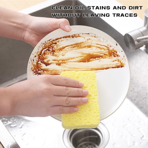Image of Large Cellulose Sponges, Thick Heavy Duty Scrub Sponges, Kitchen Sponges for Dish, Non-Scratch Scrubber for Household, Cookware, Bathroom (5 Pack)