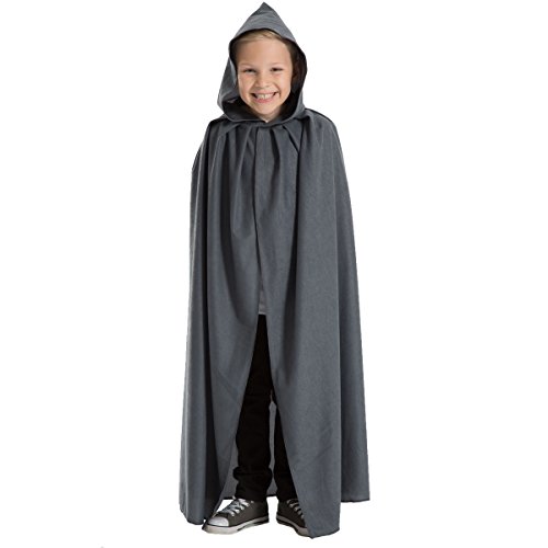 Charlie Crow Gray Cloak or Cape with Hood for Kids 7-9 Years